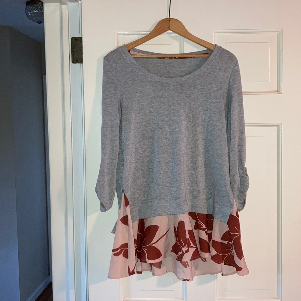 Anthropologie Gray Sweater Blouse